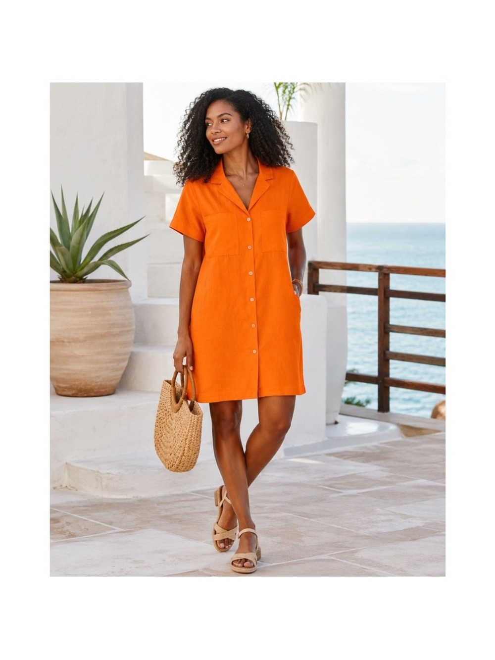 Everlane The Linen Notch Shortsleeve Shirt Dress